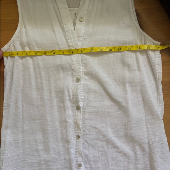 Eileen Fisher White Sleeveless Button-Down Tunic - Picture 9 of 9